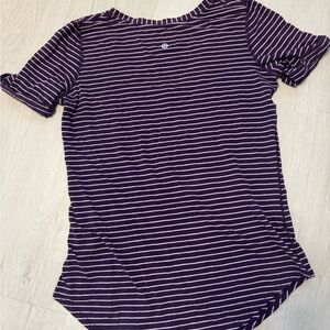 lululemon athletica Purple Striped Short Sleeve Tee